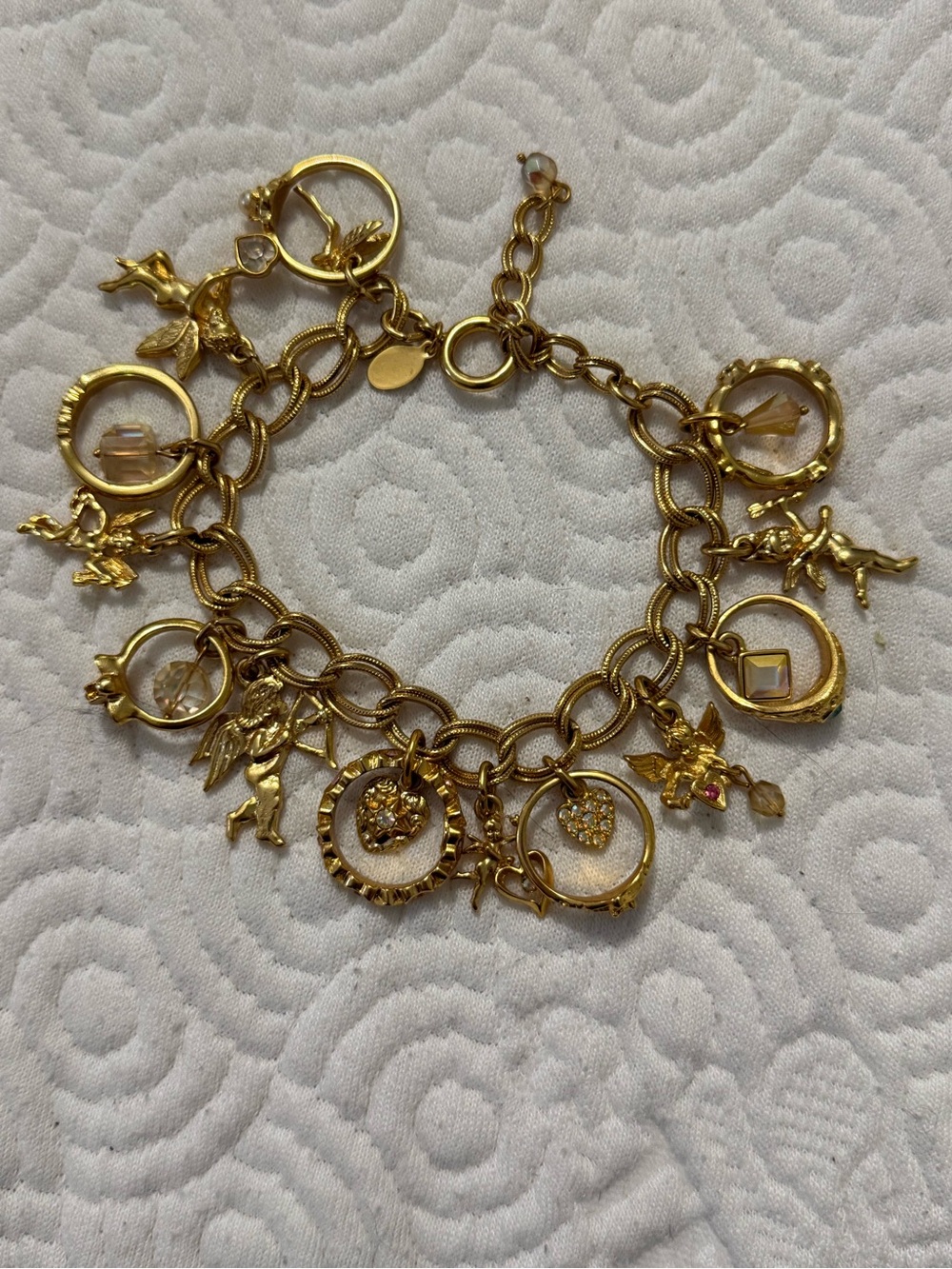 Kirks Folly Vintage Secret Of The Seven Angels Golden Rings Charm Bracelet - Picture 2 of 7